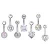 Piercing para el ombligo de acero inoxidable con forma de corazón y microincrustaciones de circonitas, estilo moderno, ideal como anillo para el ombligo.