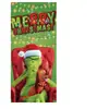 Nova capa de porta verde monstro Grinch transfronteiriça tecido de fundo decoração de atmosfera cortina de porta de Natal pano para pendurar bandeira de capa de porta
