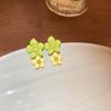 Aretes Geométricos Redondos Verdes Aguja de Plata Estilo Fresco de Verano Aretes Amor Mori Moda Para Ir al Trabajo Aretes Simples