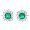 Comercio exterior moda simple fresco imitación color tesoro aretes Diamante Azul Esmeralda vintage cuadrado diamante aretes de temperamento