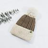 Gorro de lana cálido de invierno para niños con etiqueta de doble pompón, gorro de punto de color contrastante, para niños y niñas, para bebé, protección para las orejas, gorro tipo pulóver con forro polar