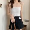 Camisola plisada corta con borde de hongo para mujer para ropa exterior 2025 verano nueva apariencia adelgazante top envolvente de pecho y espalda hermosa