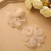 Estilo coreano all-match flor de organza com pétalas florais bordada à mão borda queimada flor de fio de fundo plano clip de borda diy corda de cabelo acessório de flor para adorno de cabeça