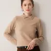 Cuello polo otoño e invierno nuevo simple versátil 100% cachemira mujer tejido de punto capa base suéter suelto adelgazante suéter interior