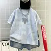 Venta Directa de Fábrica Camiseta de Verano Tie-Dye para Niños Algodón Sorona Holgada de Manga Corta Moda Bordada para Niños Mayores