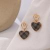 925 Prata Pin Outono e Inverno Nova Chegada Brincos Vintage Artístico Xadrez Amor Brincos Simples Moda Brincos em Forma de Coração Brincos