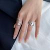 Anillo Cruz de Gota de Agua Hueca para Mujer, Moda Retro, Anillo Abierto Personalizado y Creativo de Nuevo Estilo, Anillo Apilable para Dedo Índice, Moderno