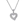 Colar de amor europeu e americano coração de pêssego cheio de zircônio nicho design amor pingente hip hop novo colar de amor oco