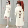 Ropa para Mujer Tallas Grandes MM de Otoño e Primavera Sudadera de Longitud Media con Capucha Suelta Sudadera de Manga Larga Fina para Mujer Vestido de Estudiante para Mujer