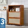 Estante de almacenamiento de cocina, gabinete de almacenamiento multicapa con puerta, gabinete multifuncional para cuencos, palillos, platos y ollas, gabinete de almacenamiento para electrodomésticos