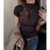 Camisetas de Manga Corta de Cuello Alto a Media Altura Cuidadosamente Seleccionadas para Mujer en Primavera y Otoño, Tops de Capa Interior de Lyocell que Se Pueden Usar por Fuera para una Sensación de Alta Gama