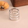 Anillo Simple Plano Personalizado, Anillo Abierto Versátil Estilo Coreano para Ropa de Trabajo, Anillo Geométrico de Tres Capas Apiladas con Corte Personalizado