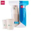 Vasos de Papel de Fibra de Bambú Deli 19207 (250 ml) (50 Piezas/Bolsa) Saludable, Inodoro, Grado Alimenticio, Adecuado para Uso en Oficina y Hogar