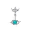 Clavo de Ombligo de Acero Inoxidable Anillo de Ombligo Flor Lazo Circonita Clavo de Ombligo Simple Multicolor Joyería para Piercing Corporal