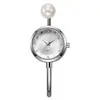 Relógio Feminino Popular Estilo Pulseira de Pérolas Transfronteiriço, Relógio de Pulso Feminino Quartz Pequeno com Cristais, Relógio de Pulso Feminino Simples e Elegante