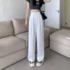 Pantalones casuales de pierna ancha recta de pierna ancha de verano para mujer petite, finos, de cintura alta, caídos, hasta el suelo, que ocultan la figura
