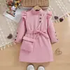 Vestido de Princesa con Mangas Volantes Arrugadas Texturizadas para Niñas Estilo Ins Otoño e Invierno Europeo y Americano con Bolso Suministro Transfronterizo