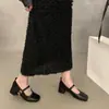 Primer Encuentro Jifa Retro Francés Punta Cuadrada Corte Bajo Zapatos de Salón para Mujer Zapatos 2026 Nuevo Otoño Combinar con Faldas Zapatos Mary Jane