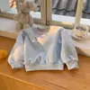 Sudadera Lisa de Cuello Redondo para Niña Estilo Primavera y Otoño Holgada de Manga Larga Pulóver Casual Infantil Ropa Infantil Estilo Coreano