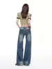 Jeans Rectos de Tiro Bajo Estilo Chica Picante Retro para Mujer 2026 Principios de Otoño Nuevo Estilo Americano Reductores de Edad Lavados Adelgazantes Pantalones de Largo Completo