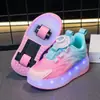 Tênis Rampage para Meninos, Versão Estudante, Adequado para Meninos e Meninas, Retrátil para Ir à Escola, Com Duas Rodas, Modelo de Verão Respirável, Modelo Infantil com Luzes