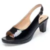 Sapatos femininos de comércio exterior com saltos grossos, bico redondo, design sem calcanhar com fivela, novos sandálios peep-toe de salto alto de verão, elegantes e femininos