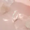 Anillo de Flor Grande y Pequeña de Plata Pura S999 Qianjia Estilo Coreano Dulce Tridimensional Estilo Bosque de Alta Gama Lujo Ligero Versátil Accesorio para la Mano Venta al por Mayor