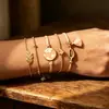Set de Joyería Artesanal de Concha con Borla de Aleación Transfronteriza Europea y Americana Pulsera de Mapa con Aceite Goteando Set de Múltiples Piezas Exquisito