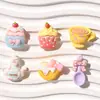 Bolo de Simulação Biscoito Chá da Tarde Acessórios de Resina DIY Cola de Creme Enfeites de Presilha de Cabelo Capa de Celular Charms para Crocs Montagem