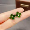 Brincos de Diopsídio Natural Transfronteiriços para Mulheres, Acessórios de Nicho de Luxo, Joias de Prata 925, 5*5 Moda, Vendas Diretas da Fábrica
