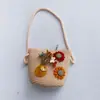 Bolsas Infantis para Meninas Primavera e Verão, Bolsas de Palha Fofas em Formato de Concha, Bolsas Transversais de Ombro, Mini Bolsas Infantis Primavera e Verão, Estilo Floral