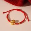Ano Novo Cordão Vermelho Gota de Óleo Moeda de Cobre Flor Cabacinha Palavra Fu Pequena Cobra Cordão de Mão Estilo Étnico Ajustável Temperamento Joias Festivas