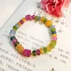 Pulseira de turmalina arco-íris cor cristal de turmalina imitação alta pulseira feminina cor macaron jade colar conjunto