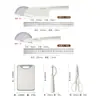 Conjunto de Facas Suplemento Alimentar para Bebê, Combinação de Faca de Cozinha e Tábua de Corte, Conjunto de Cinco Peças de Faca de Cozinha e Tábua de Corte de Aço Inoxidável para Suplemento Alimentar de Bebê