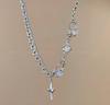 El acero de titanio no se desvanece collar de estrella de piedra lunar hip hop chica hot dulce accesorios cool nicho alto sentido temperamento cadena clavícula