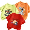 Camiseta de Manga Corta de Algodón Puro para Niños, Estilo Nuevo Verano 2026, Camiseta Infantil Elegante, Top Impreso de Moda para Niños Mayores