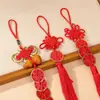Pingente de Paz de Cabaça com Moeda de Cobre e Nó Chinês, Enfeite Festivo para Pendurar no Carro, Decoração para Porta Interna e Mesa de Cabeceira