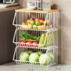 Prateleira de Armazenamento para Cozinha, Caixa de Lanches Doméstica de Chão, Cesta de Frutas e Legumes para Brinquedos na Sala de Estar, Carrinho de Legumes, Prateleira de Armazenamento Multicamadas