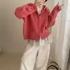 Cardigã com Capuz de Tricô Trançado com Zíper Estilo Coreano para Mulheres, Novo Estilo Outono e Inverno, Estilo Preguiçoso, Casaco Suéter Solto e Macio para Mulheres