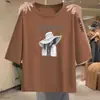 Camiseta de manga tres cuartos para comercio exterior transfronterizo, camiseta casual estampada de corte holgado para mujeres de mediana edad y mayores