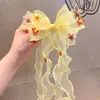 Acessório de cabelo infantil Hanfu com fita, laço e grampo de flor, ferramenta de trança de princesa para meninas, presilha de cabelo e flor de cabelo para meninas