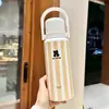 Copo Térmico para Meninas Alto Valor Estudante Grande Capacidade Copo de Isolamento Frio Garrafa de Água Portátil Canudo Duplo para Bebida Copo de Água Infantil