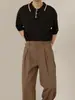 Camisa Polo de Verão Transfronteiriça para Homens, Manga Curta, Estilo Coreano, Seda de Gelo, Malha Fina, Slim Fit para Negócios, Gola Reversível, Manga Meia para Homens