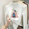 Nueva camiseta de forro polar de manga larga para otoño e invierno para niñas, capa interior cálida, diseño de dibujos animados, elegante para niños mayores, top de capa base para niños