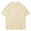 Camiseta de Manga Corta de Algodón Puro Pesado Estilo Americano para Hombre, 300g, Corte Holgado, Cuello Redondo, Color Blanco Sólido, Top de Media Manga de Algodón de Alta Gama