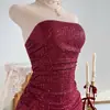 Novo Produto Transfronteiriço Estilo Europeu e Americano: Vestido Sexy de Festa Bodycon Justo com Lantejoulas, Costas Abertas, Amarração e Babados para Mulheres