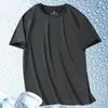 Camiseta de Manga Corta para Hombre Verano Color Sólido Holgada Transpirable Alta Elasticidad Secado Rápido Camiseta Deportiva Casual para Hombre Seda de Hielo Secado Rápido