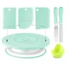 Conjunto de Prato Giratório para Decoração de Bolos Estilo Nórdico com 37 Peças de Ferramentas de Confeitaria Incluindo 24 Bicos, Espátula Raspadora, Espátula e Sacos de Confeitar