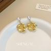 Aretes Florales Plisados Flor Nueva Doble Cara Exquisitos Aretes de Tuerca de Moda Lujo Ligero Nivel Alto Nicho
