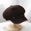 Gorra octogonal retro de bloques de color estilo coreano para mujer, versátil para todas las estaciones, hace que la cara se vea más pequeña, gorra de boina, gorra de artista casual y elegante